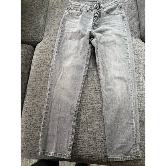 Levies Mens Button Fly 501 27/28 Light Black/gray  Denim Jeans High RIse Premium - Picture 1 of 14